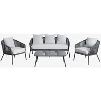 Gartenset mit 2-Sitzer-Sofa, 2 Sesseln und Couchtischen aus Aluminium und geflochtenem Seil Arhiza Grau Graphit - Sklum Gartenset mit 2-Sitzer-Sofa, 2 Sesseln und Couchtischen aus Aluminium und geflochtenem Seil Arhiza Grau Graphit - Sklum von SKLUM