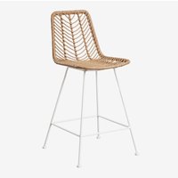 2er-Pack Barhocker aus synthetischem Rattan Gouda Natural Natürlich ↑65 cm Weiß - Sklum von SKLUM