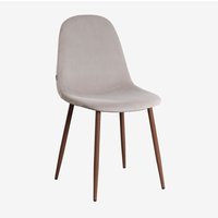 Packen Sie 2 Glamm-Esszimmerstühle aus Samt Grau Taupe Dunkles Holz - Sklum von SKLUM