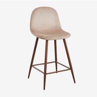 Sklum - Packung mit 2 hohen Hockern aus Glamm-Samt ↑65 cm Braun Weizen Dunkles Holz Sklum - Packung mit 2 hohen Hockern aus Glamm-Samt ↑65 cm Braun Weizen Dunkles Holz von SKLUM
