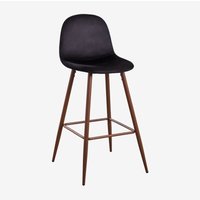 Sklum - Packung mit 2 hohen Hockern aus Glamm-Samt ↑75 cm Schwarz Dunkles Holz Sklum - Packung mit 2 hohen Hockern aus Glamm-Samt ↑75 cm Schwarz Dunkles Holz von SKLUM