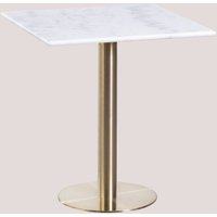 Sklum - Quadratischer Bartisch aus Cosmopolitan Marmor &x2194&xFE0E 60 cm Champagner-Gold Weißer Marmor von SKLUM