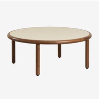 Runder Garten-Couchtisch Olivia aus Akazienholz Beige Semoline - Akazienbraun dunkel Ø80 cm - Sklum von SKLUM