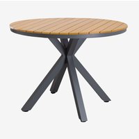 Runder Gartentisch aus Aluminium und Eukalyptusholz Archer Grau Graphit Ø100 cm - Sklum von SKLUM