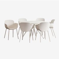 Rundes Tischset aus Aluminium (Ø125 cm) Valerie und 6 Lynette Gartenstühle Steinweiß - Sklum von SKLUM