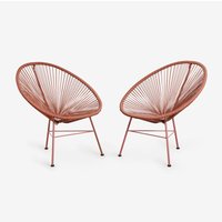 SKLUM 2er-Pack Sessel aus Stahl und Kunstgeflecht New Acapulco Rote Dachziegel von SKLUM