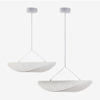 SKLUM 2er-Set LED-Deckenleuchten aus Zelvon-Stoff Weiss &x2194&xFE0E 60 cm - &x2194&xFE0E 80 cm SKLUM 2er-Set LED-Deckenleuchten aus Zelvon-Stoff Weiss &x2194&xFE0E 60 cm - &x2194&xFE0E 80 cm von SKLUM