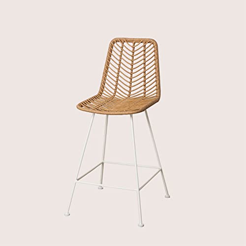 SKLUM 2er Set Outdoor-Barhocker aus synthetischem Rattan Gouda Natural Natürlich ↑65 cm Weiß von SKLUM