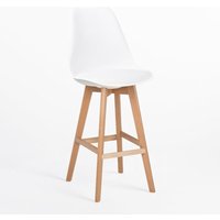 SKLUM 4er-Pack hohe Hocker 75 cm mit Kissen aus Kunstleder Nordic Weiss von SKLUM
