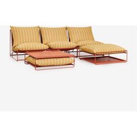 SKLUM Amaro Gartenset mit 3-teiligem Modulsofa, Beistelltisch und umwandelbarem Ottoman Honiggelb - Rot Acryl von SKLUM