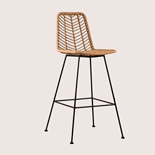SKLUM Barhocker aus synthetischem Rattan Gouda Natural Natürlich ↑75 cm Schwarz von SKLUM