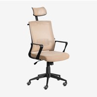 Sklum - Bürostuhl mit Rollen und Kopfstütze Teill Black Beige Mandel Rose - Beige Mandel Rose von SKLUM