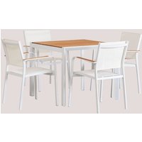 SKLUM Classic Square Tischset (90x90 cm) und 4 Archer Gartenstühle Gardenia Weiß von SKLUM