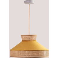 Sklum - Deckenlampe aus Samt und Rattan Xanti Senfgelb von SKLUM