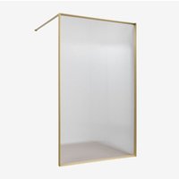 SKLUM Feste Duschwand mit 5 mm gehärtetem Glas und Trafalgar-Aluminium Gebürstetes Gold Transparent geriffelt von SKLUM