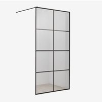 SKLUM Feste Duschwand mit Schachbrettmuster, 8 mm gehärtetem Glas und Camden-Aluminium Mattschwarz Transparent SKLUM Feste Duschwand mit Schachbrettmuster, 8 mm gehärtetem Glas und Camden-Aluminium Mattschwarz Transparent von SKLUM