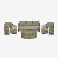 Gartenset mit 2-Sitzer-Sofa, 2 Sesseln und Couchtischen aus Aluminium und geflochtenem Sophie-Seil. Helles Militärgrün - Sklum Gartenset mit 2-Sitzer-Sofa, 2 Sesseln und Couchtischen aus Aluminium und geflochtenem Sophie-Seil. Helles Militärgrün - Sklum von SKLUM