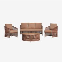 SKLUM Gartenset mit 2-Sitzer-Sofa, 2 Sesseln und Couchtischen aus Aluminium und geflochtenem Sophie-Seil. Nackt Braun SKLUM Gartenset mit 2-Sitzer-Sofa, 2 Sesseln und Couchtischen aus Aluminium und geflochtenem Sophie-Seil. Nackt Braun von SKLUM