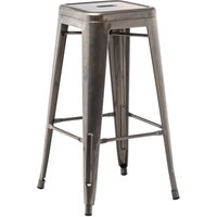 Hoher Hocker aus gebürstetem LIX-Stahl Grau Chrom ↑75 cm - Sklum von SKLUM