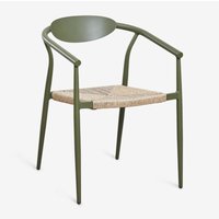 SKLUM Marsha stapelbarer Gartenstuhl mit Armlehnen aus Aluminium und synthetischem Rattan Tiefes Grün Olive von SKLUM