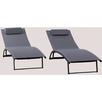 SKLUM 2er-Set verstellbare Aluminium-Liegen mit Kissen Dulem Grau Graphit von SKLUM
