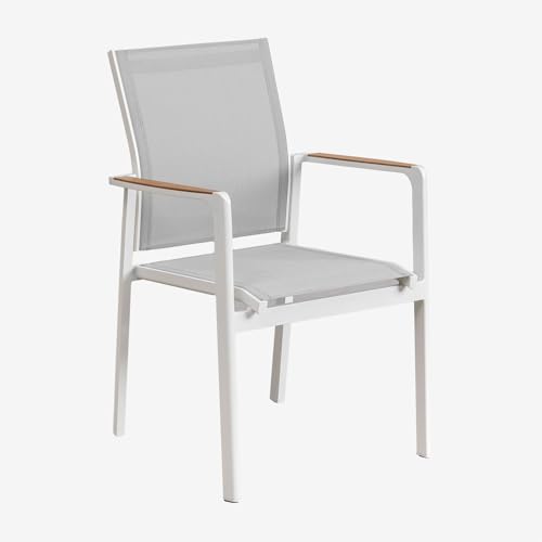 SKLUM Packung mit 4 stapelbaren Gartenstühlen mit Armlehnen aus Aluminium Elvira - von SKLUM