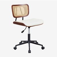 SKLUM Raysa Schreibtischstuhl mit Rollen aus Holz, Rattan und Kunstleder Braun Dark von SKLUM