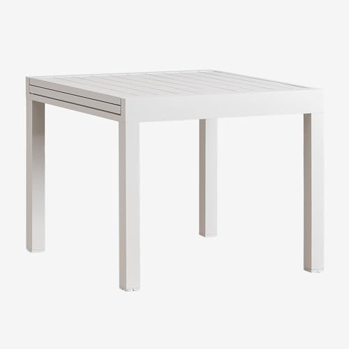 SKLUM Rechteckiger ausziehbarer Gartentisch aus Aluminium (90-180x90 cm) Starmi Gardenia Weiß von SKLUM