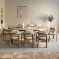 SKLUM Rechteckiges Tischset 240x100 cm aus Akazienholz und 8 Uleno-Esszimmerstühle aus Akazienholz Helles Akazienbraun von SKLUM
