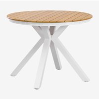 SKLUM Runder Gartentisch aus Aluminium und Eukalyptusholz Archer Gardenia Weiß Ø100 cm SKLUM Runder Gartentisch aus Aluminium und Eukalyptusholz Archer Gardenia Weiß Ø100 cm von SKLUM