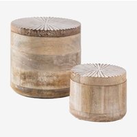 SKLUM Set aus 2 Dosen aus Mangoholz Nabordi Weißes Vintage-Holz SKLUM Set aus 2 Dosen aus Mangoholz Nabordi Weißes Vintage-Holz von SKLUM