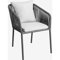 Sklum - 2er-Pack Arhiza Classic Esszimmerstühle mit Armlehnen aus Aluminium und geflochtenem Seil Grau Graphit von SKLUM