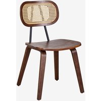 Sklum - 2er-Pack Esszimmerstühle aus Holz und Rattan Kaylia Braun Dark Sklum - 2er-Pack Esszimmerstühle aus Holz und Rattan Kaylia Braun Dark von SKLUM