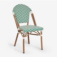 Sklum - 2er-Pack stapelbare Esszimmerstühle Brielle Bistro aus Aluminium Grün Apfel - Gardenia Weiß von SKLUM