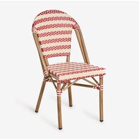 Sklum - 2er-Pack stapelbare Esszimmerstühle Brielle Bistro aus Aluminium Rot Bordeaux - Creme-Beige von SKLUM
