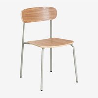 Sklum - 2er-Pack stapelbare Esszimmerstühle aus Eisen und Holz Wilpier Grün Caqui von SKLUM