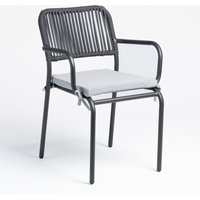 Sklum - 2er-Pack stapelbare Esszimmerstühle mit Armlehnen aus Aluminium und geflochtenem Seil Arhiza Grau Graphit Sklum - 2er-Pack stapelbare Esszimmerstühle mit Armlehnen aus Aluminium und geflochtenem Seil Arhiza Grau Graphit von SKLUM