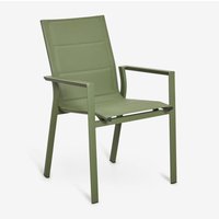 Sklum - 2er-Pack stapelbare Gartenstühle mit Armlehnen aus Aluminium Karena Tiefes Grün Olive Sklum - 2er-Pack stapelbare Gartenstühle mit Armlehnen aus Aluminium Karena Tiefes Grün Olive von SKLUM