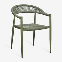 Sklum - 2er-Pack stapelbare Gartenstühle mit Armlehnen aus Aluminium und Kunstrattan Amatria Tiefes Grün Olive von SKLUM