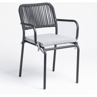 Sklum - 2er-Pack stapelbare Gartenstühle mit Armlehnen aus Aluminium und geflochtenem Seil Arhiza Grau Graphit Sklum - 2er-Pack stapelbare Gartenstühle mit Armlehnen aus Aluminium und geflochtenem Seil Arhiza Grau Graphit von SKLUM