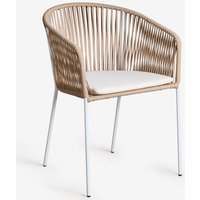 Sklum - 2er-Pack stapelbare Gartenstühle mit Armlehnen aus Eisen und geflochtenem Seil Jocelyn Natürlich - Weiss Sklum - 2er-Pack stapelbare Gartenstühle mit Armlehnen aus Eisen und geflochtenem Seil Jocelyn Natürlich - Weiss von SKLUM