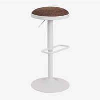 Sklum - 2er-Pack verstellbare Barhocker aus Metall und Igarasi-Stoff Braun Choco - Weiss Sklum - 2er-Pack verstellbare Barhocker aus Metall und Igarasi-Stoff Braun Choco - Weiss von SKLUM