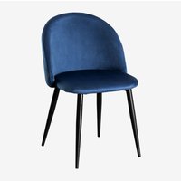 Sklum - 2er Set Esszimmerstühle aus Samt Kana Blau Schwarz von SKLUM
