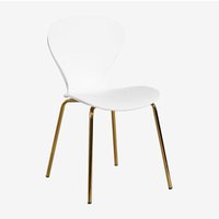 Sklum - 2er Set stapelbare Esszimmerstühle Uit Weiss Gold von SKLUM