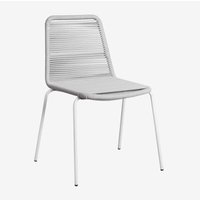 Sklum - 2er-Set stapelbare Esszimmerstühle aus Eisen und geflochtener Schnur Mileyd Helles Grau Sklum - 2er-Set stapelbare Esszimmerstühle aus Eisen und geflochtener Schnur Mileyd Helles Grau von SKLUM