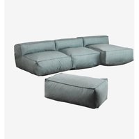 Sklum - 3-teiliges modulares Chaiselongue-Sofa und Puff-Dojans Grün Éter Sklum - 3-teiliges modulares Chaiselongue-Sofa und Puff-Dojans Grün Éter von SKLUM