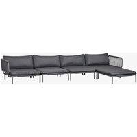 Sklum - 4-teiliges modulares Gartensofa mit 2 Ecksesseln und Roubly-Hocker Grau Graphit von SKLUM