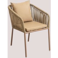 Sklum - 4er-Pack Arhiza Classic Esszimmerstühle mit Armlehnen aus Aluminium und geflochtenem Seil Sandbraun Sklum - 4er-Pack Arhiza Classic Esszimmerstühle mit Armlehnen aus Aluminium und geflochtenem Seil Sandbraun von SKLUM