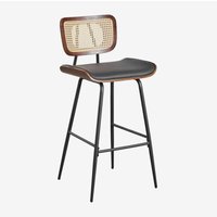 Sklum - 4er-Pack Barhocker aus Holz, Rattan und Raysa-Kunstleder ↑75 cm Braun Dark Sklum - 4er-Pack Barhocker aus Holz, Rattan und Raysa-Kunstleder ↑75 cm Braun Dark von SKLUM