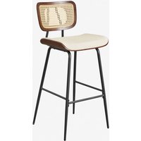 Sklum - 4er-Pack Barhocker aus Holz, Rattan und Raysa-Kunstleder ↑75 cm Braun Dark Sklum - 4er-Pack Barhocker aus Holz, Rattan und Raysa-Kunstleder ↑75 cm Braun Dark von SKLUM